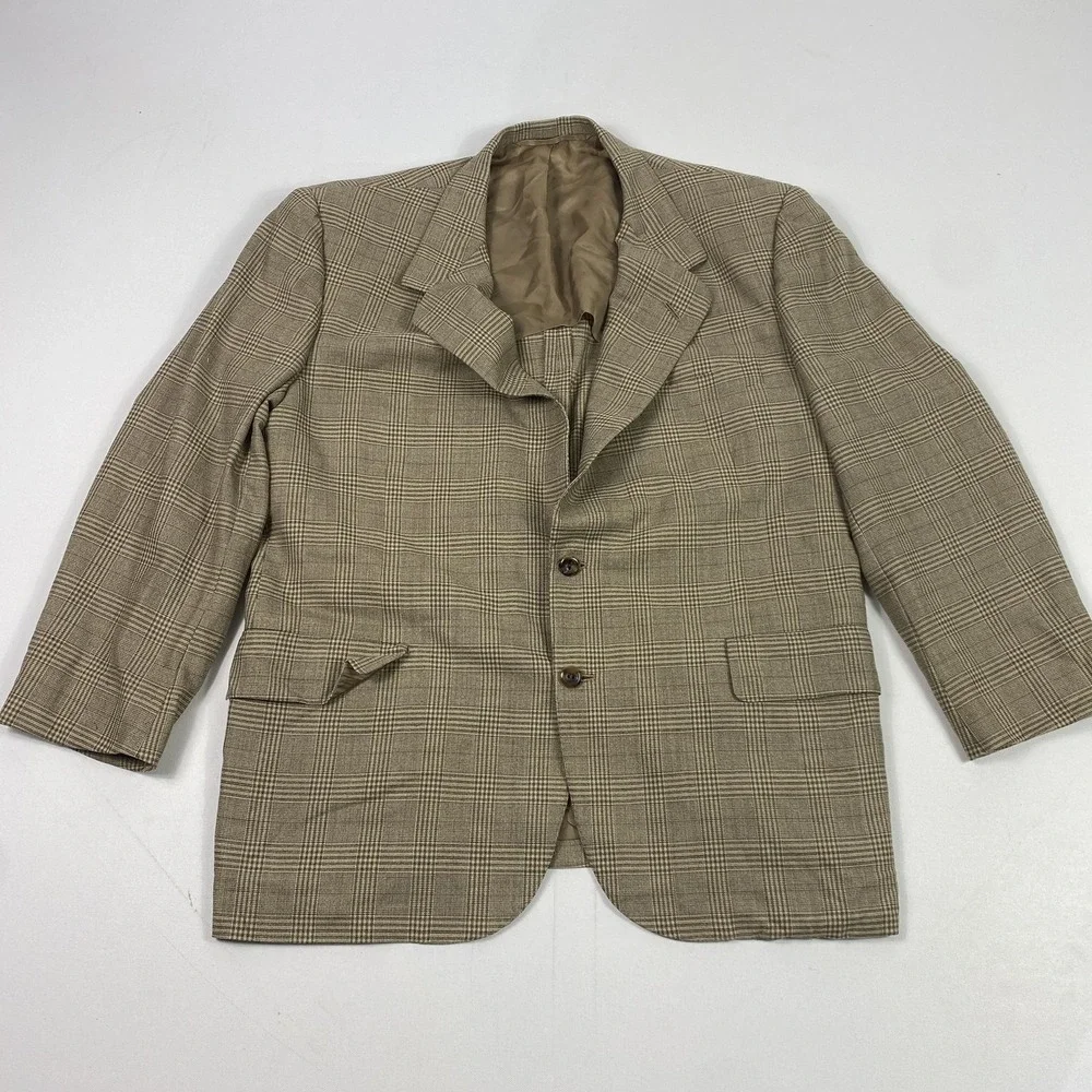 Oxxford Clothes Blazer Mens 44S Plaid Wool Sport Coat Jacket Maus & Hoffman‎